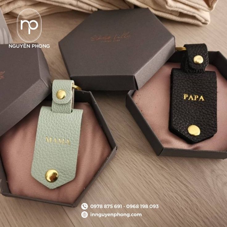 Hộp lục giác đựng móc khóa da cao cấp